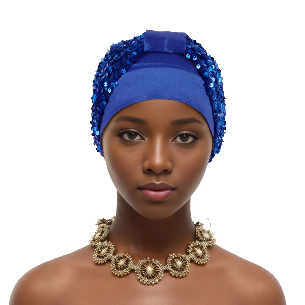 Новый африканский женский тюрбан с блестками шапка-тюрбан для женщин