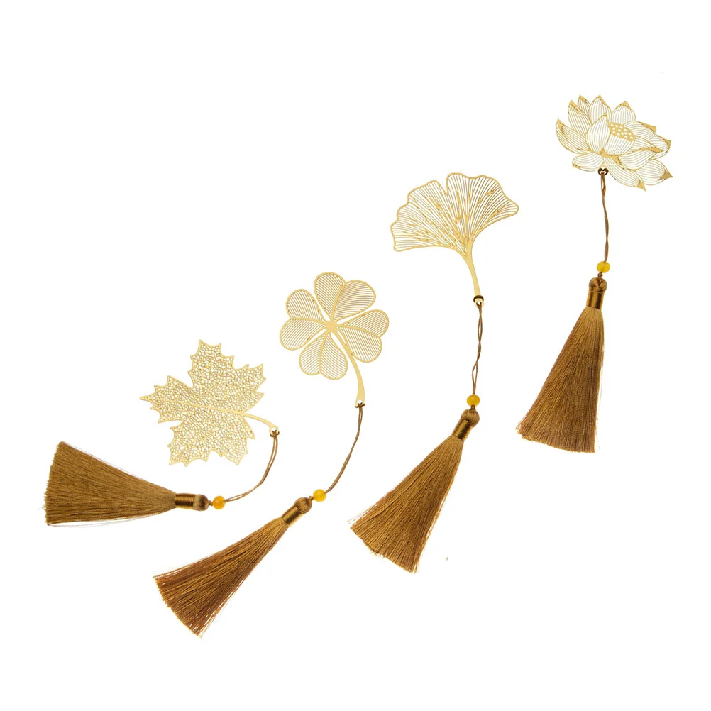 

4Pcs Book Markers Gift Leaf Shaped Bookmarks Flower Bookmarks Metal Bookmarks for Book Lovers Flowers Bookmarks