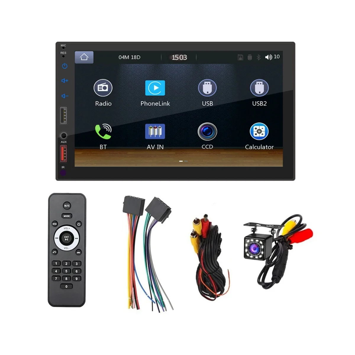 

7 Inch Double Din Car Stereo CarPlay Android Auto Mirror-Link, Multimedia Touchscreen Player Bluetooth Radio Camera USB