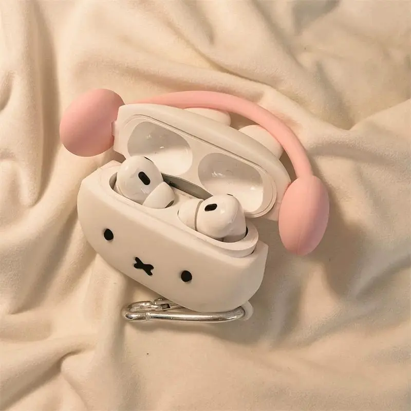 Силиконовые мультяшные 3D наушники Miffy Rabbit Apple Airpods4 защитный чехол для наушников 1/2