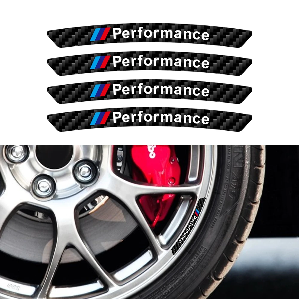 

4pcs Carbon Fiber Car Styling Wheel Rims Stickers Auto Decoration For BMW Performance e46 e90 f30 e39 e60 f10 e36 f20 e87 e92 x1