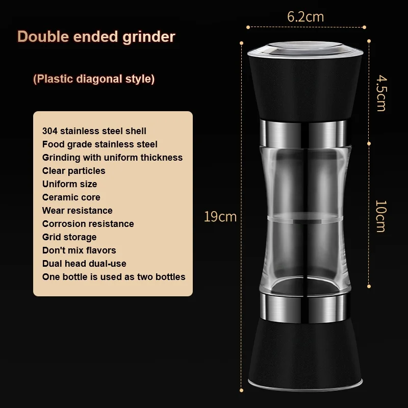 

Ручная мельница для соли, многофункциональная двухсторонняя мельница для перца, специй, инструмент для приправ, кухонный инструмент для приготовления пищи для кемпинга