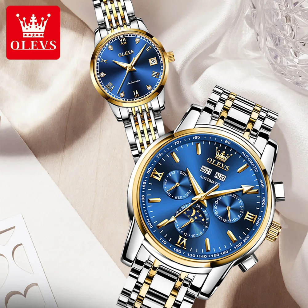 

Luxury Stainless Steel Self-wind Mechanical Watches for Men Women Paired Watch Classic Waterproof Automatic Watch Lover Watches