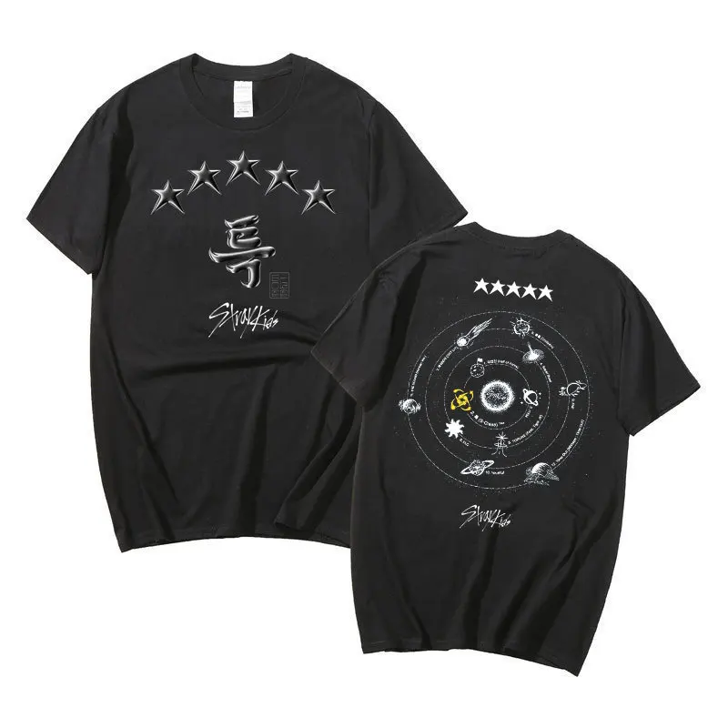 Kpop 2023 New Stray Kids 5-STAR HYUNJIN Man/Women Harajuku T-shirt Round Neck Short Sleeve Casual Unisex Streetwear COTTON Top