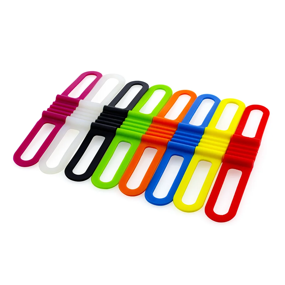 

8 PCS Elastic Silicone Band Phone Tie Ribbon for Mobile Phone Odometer Flashlight Tools