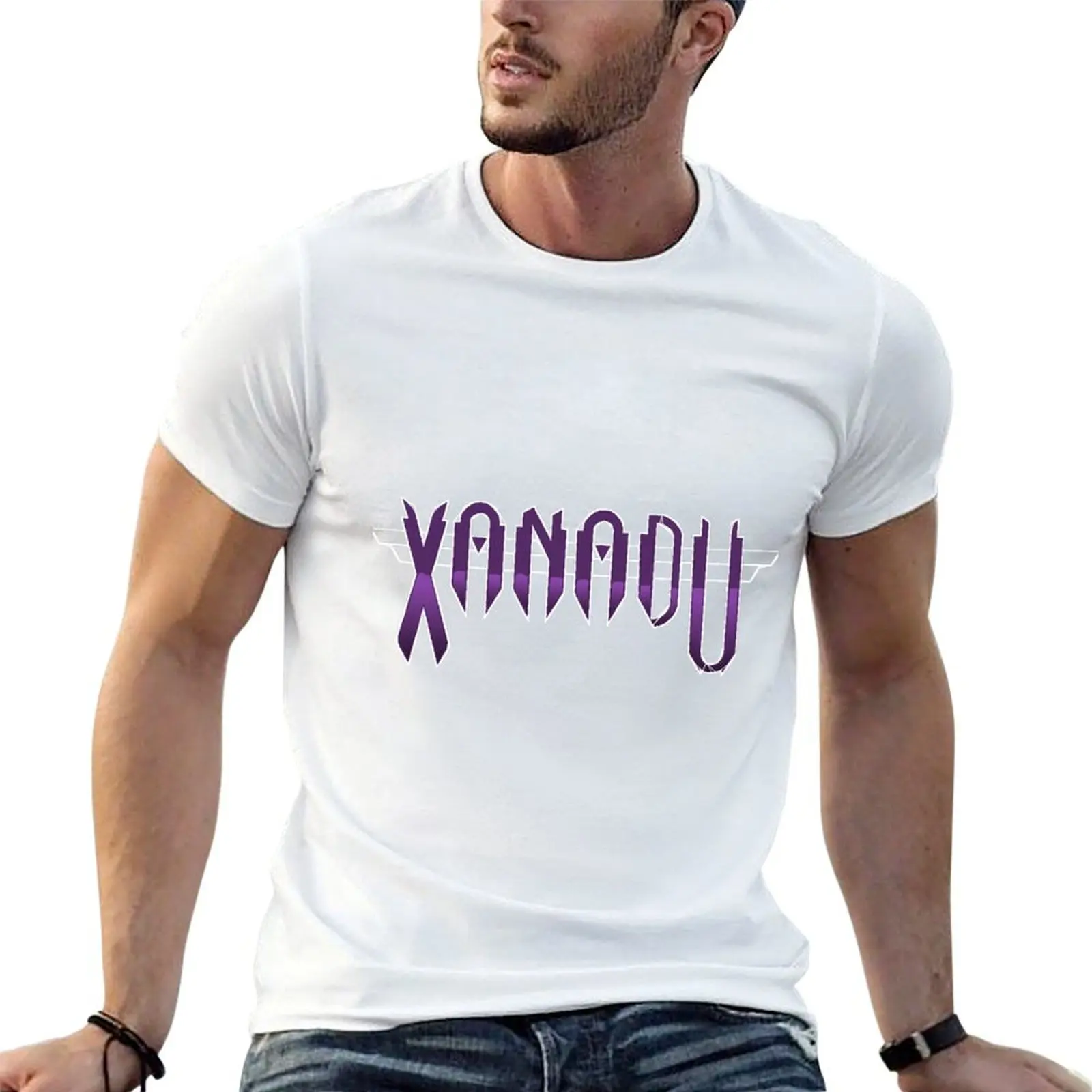 Фото Футболка Xanadu для мужчин, 100% хлопок, набор белых футболок для мужчин, винтажная футболка с графическим принтом №1
