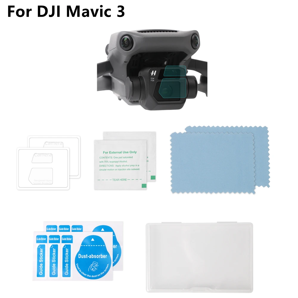 

Высокая твердость 9H, верхний + нижний объектив фотоаппарата, защита от царапин для дрона DJI Mavic 3
