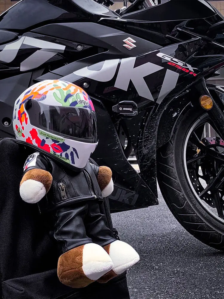 

Motorcycle Helmet Stuffed Toy Creative Gift Hanging Trunk Decoration Trolley Motorcycle Pendant Motorcycle Enthusiast Gift