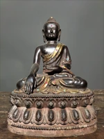 11 tibetan temple collection old bronze cinnabar mosaic gem shakyamuni double lotus terrace sitting buddha worship buddha