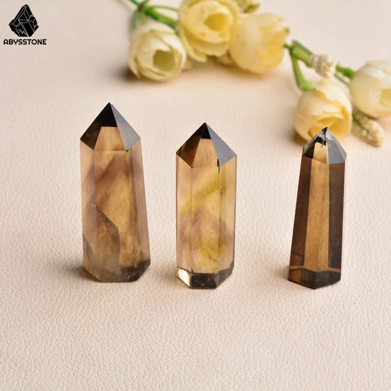 

Smoky Quartz Crystal Point Wand Tower Natural Stones Gemstones Column Room Decoration Home Decor Wicca Witchcraft Chakra Healing
