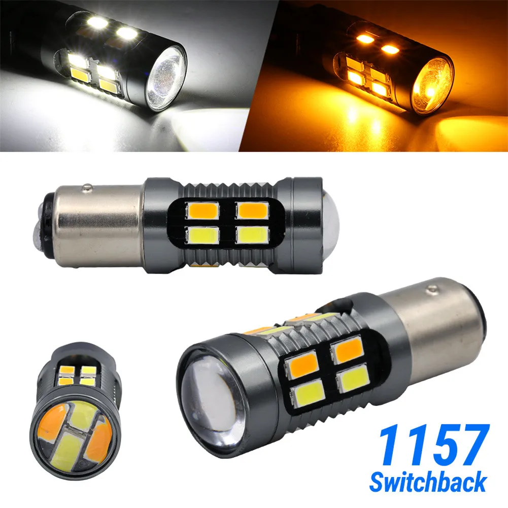 

2pcs Two-color Led Tail Light 1157 5630 20SMD Steering Brake Light White+yellow LED DRL White/Amber Turn Signal Bulbs