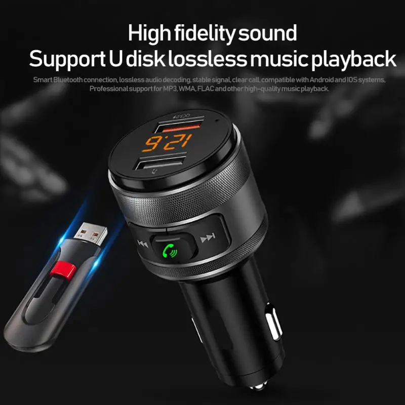 

Беспроводной аудиоприемник Bluetooth 5,0, FM-передатчик, автомобильный громкая связь, Автомобильный MP3-плеер, быстрое зарядное устройство с двумя USB, автомобильные аксессуары