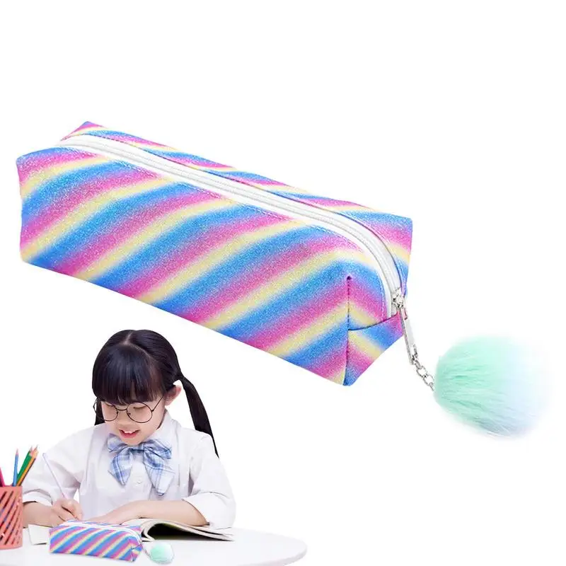 

Радужный карандаш, искусственная яркость, с молнией, офисные принадлежности, пенал для университетских школ