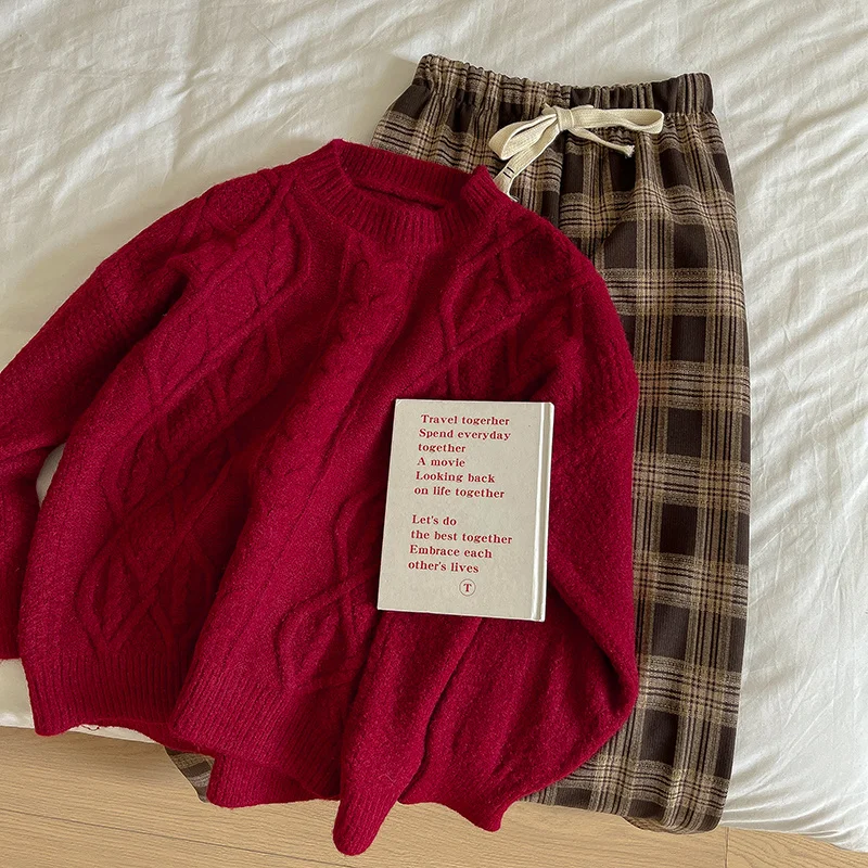 

Однотонный мягкий теплый свитер, Новинка осени 2022, женский свободный свитер с круглым вырезом и длинным рукавом, пуловер, топы