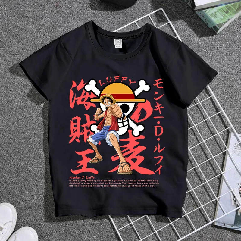 

one piece children's T-shirt Monkey Luffy summer children's clothes cartoon printing children's short-sleeved T-shirt