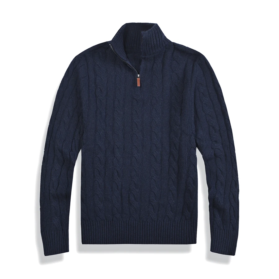 

Мужской шерстяной вязаный свитер, трикотажный джемпер с полумолнией, на осень/зиму