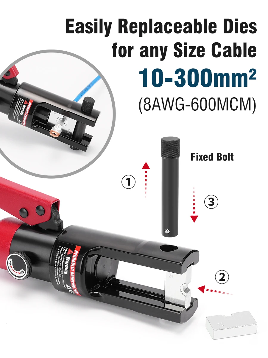 Стандартный гидравлический обжимной инструмент с диапазоном обжима от 10 до 300 мм2