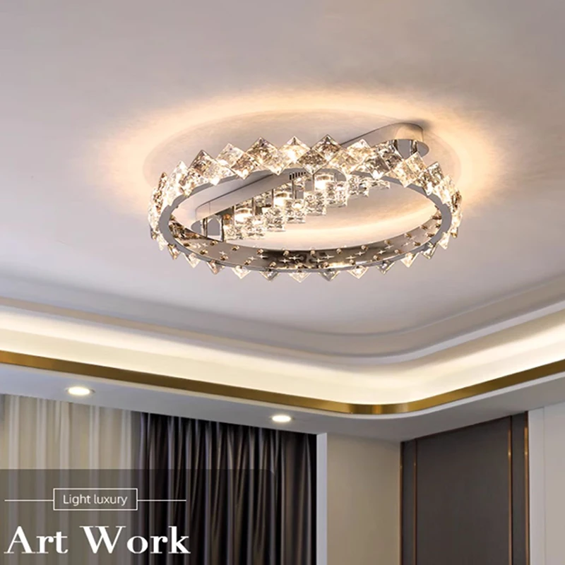 

Luxury Modern Ceiling Chandelier Dining Living Room Crystal Ceiling Lamp Interior Decoration Ring Luster Led Lighting Fixtures