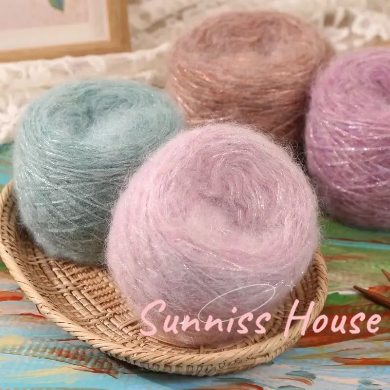 Фиригранная Золотая мохеровая пряжа пухлые мерцающие шерстяные мохеровые