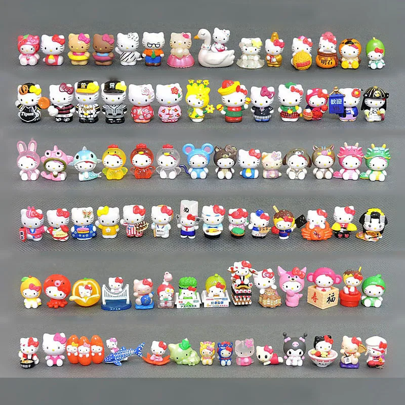 Anime Figure Action Figure 50pcs Randomly Mini HelloKitty Figurines DIY Charms Pendants Earings Ornaments Collection Dolls