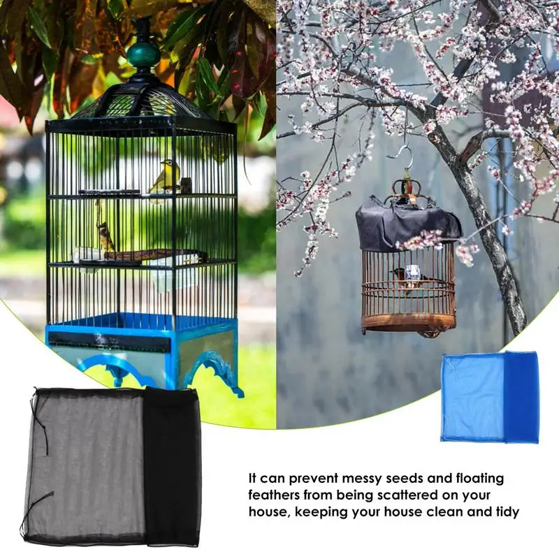 

Pet Bird Cage Cover Dustproof Universal Birdcage Cover Parrot Cage Birdseed Catcher Net Cover Circumference About 70inch