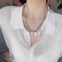 stamp thick necklace fashion hip hop retro niche design love pendant premium sweater chain accessories thailand silver jewelry