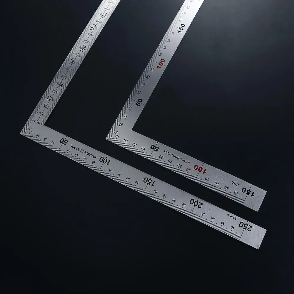 

School Supplies Metal Measuring Tool Double Sided 90 Angle Ruler L Shape Ruler Straight Ruler 90 Degree Ruler