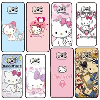 charmmy kitty cute cartoon for xiaomi civi mi poco x4 x3 nfc f3 gt m4 m3 m2 x2 f2 pro c3 4g 5g soft tpu cover black phone case