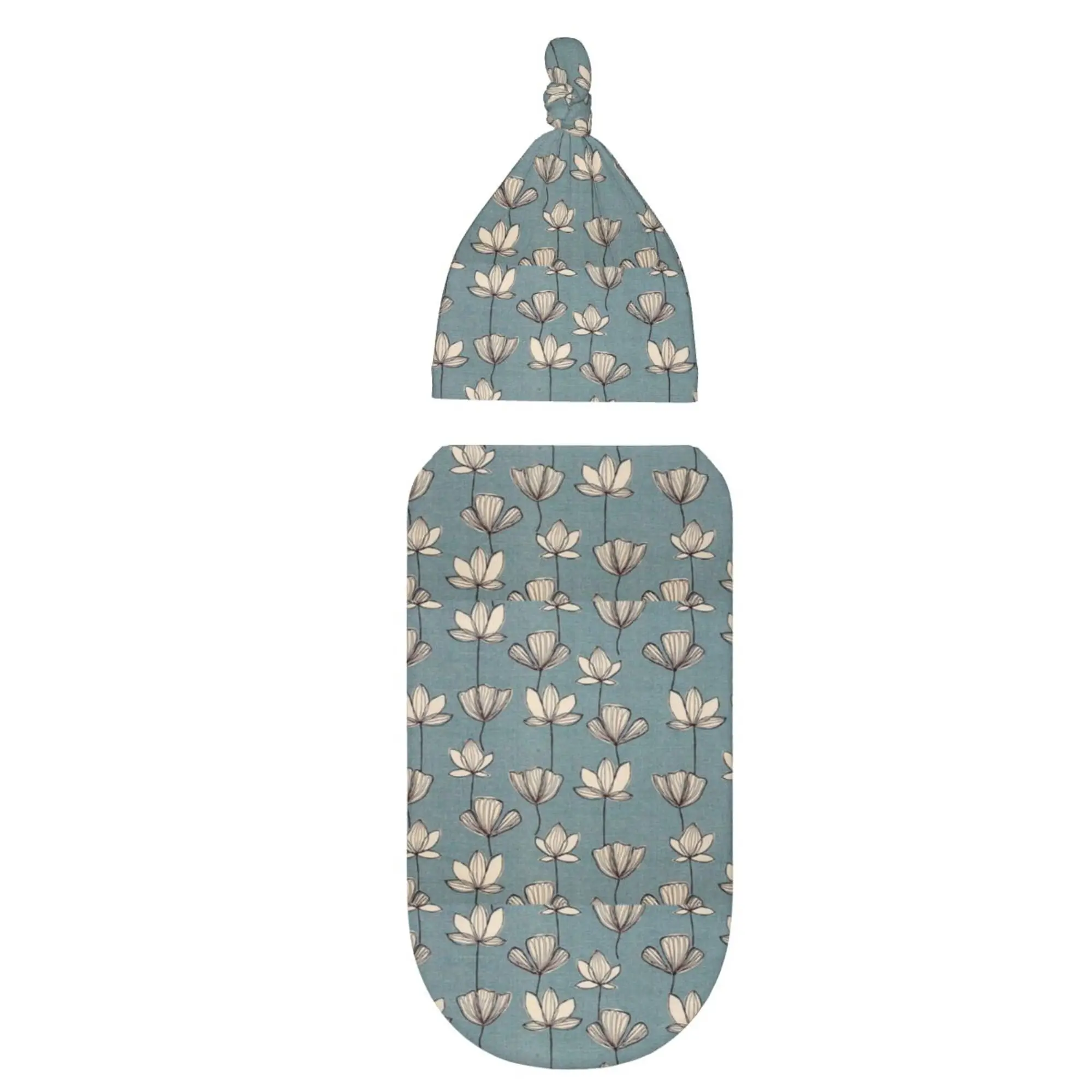 

White Flowers Baby Swaddle Blanket for Newborn Unisex Soft Adjustable Swaddle Wrap