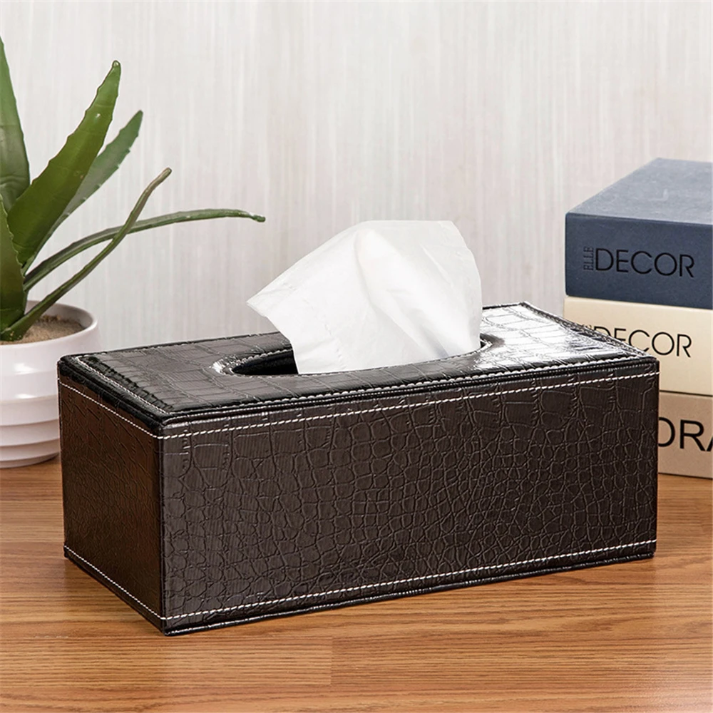 

Car Tissue Box Leather Tissue Case Desktop Tissue Dispenser Home Paper Organizer Vehicle Durable Waterproof Tissue Container