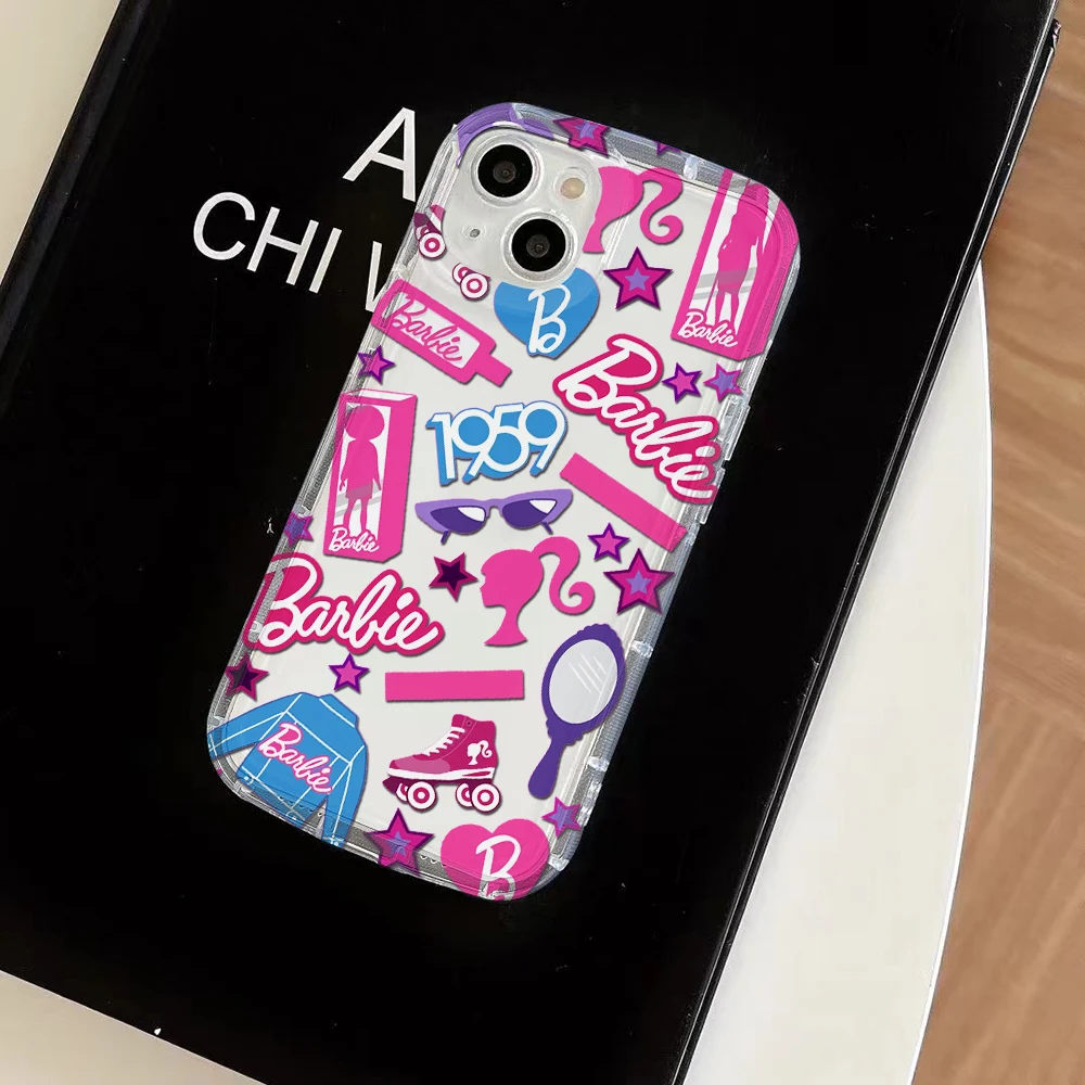 Lovely pink Clear Case for B-B-BarbieS-IPhone 16 15 14 13 12 11 Pro Max 7 8 Plus X XR XS Airbag Shockproof Cover