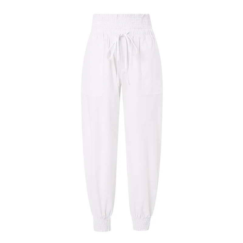 

Women's Pants, Casual Solid Color Drawstring Waistband Loose Trousers with Pockets for Party Travel