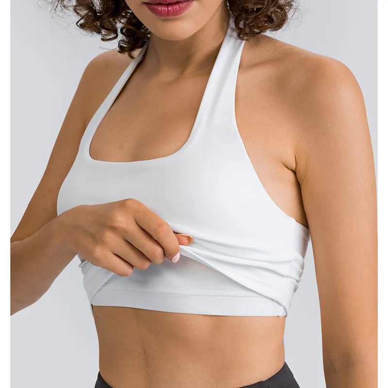 

Sports bra with logo, short top, sexy fitness bra, women's sportswear