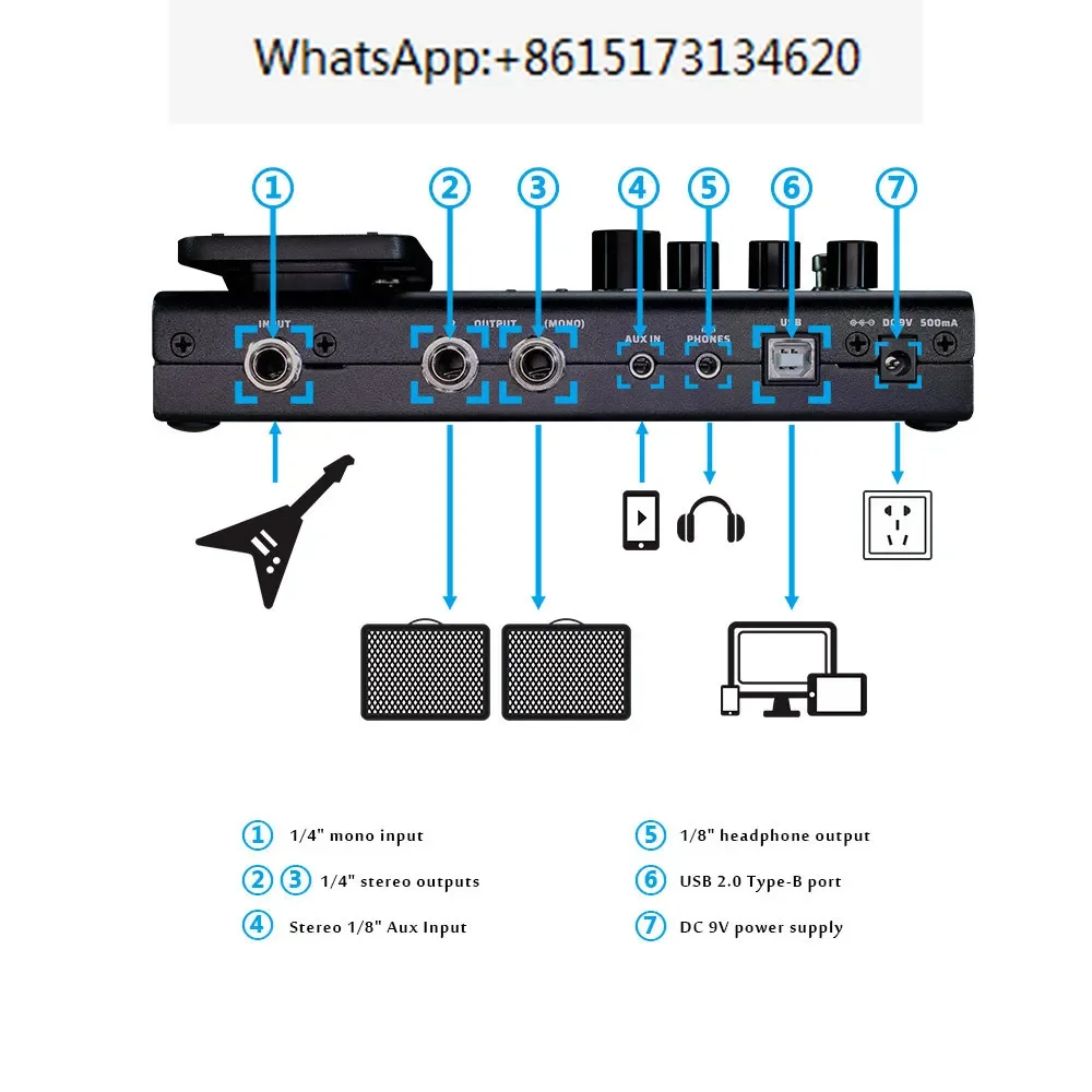 Педаль процессора Valeton для бас-гитары с несколькими эффектами и вилкой