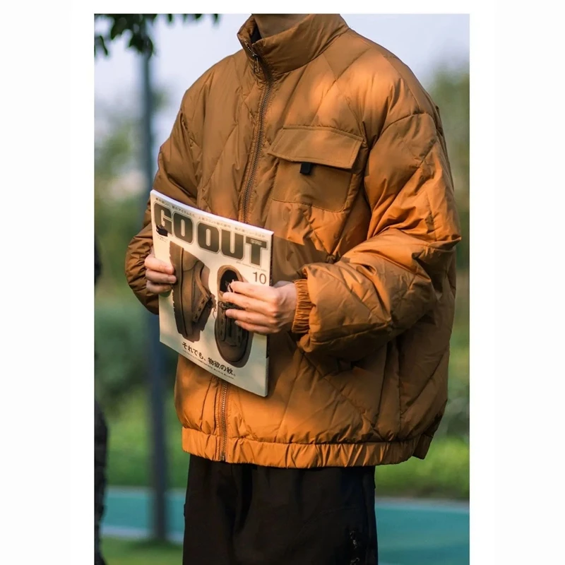 Korean Men's Loose Thickened Silk Cotton Jacket Stand Collar Workwear Fashion Versatile Winter Parkpunk Street Men's Wear