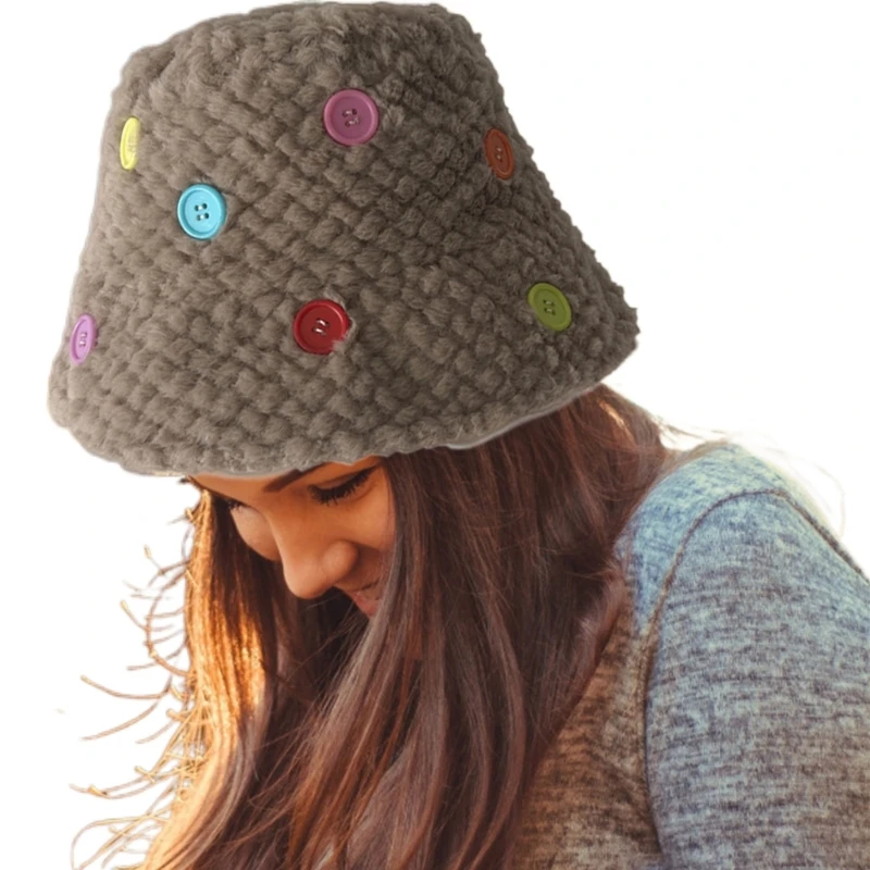 Женская зимняя шляпа-ведро теплая плюшевая рыбацкая кепка повседневная