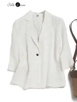 Black Hepburn Style Silk Small Suit Autumn Short Mulberry Silk Women's Suit Jacket Temperament Tooling 2022 New