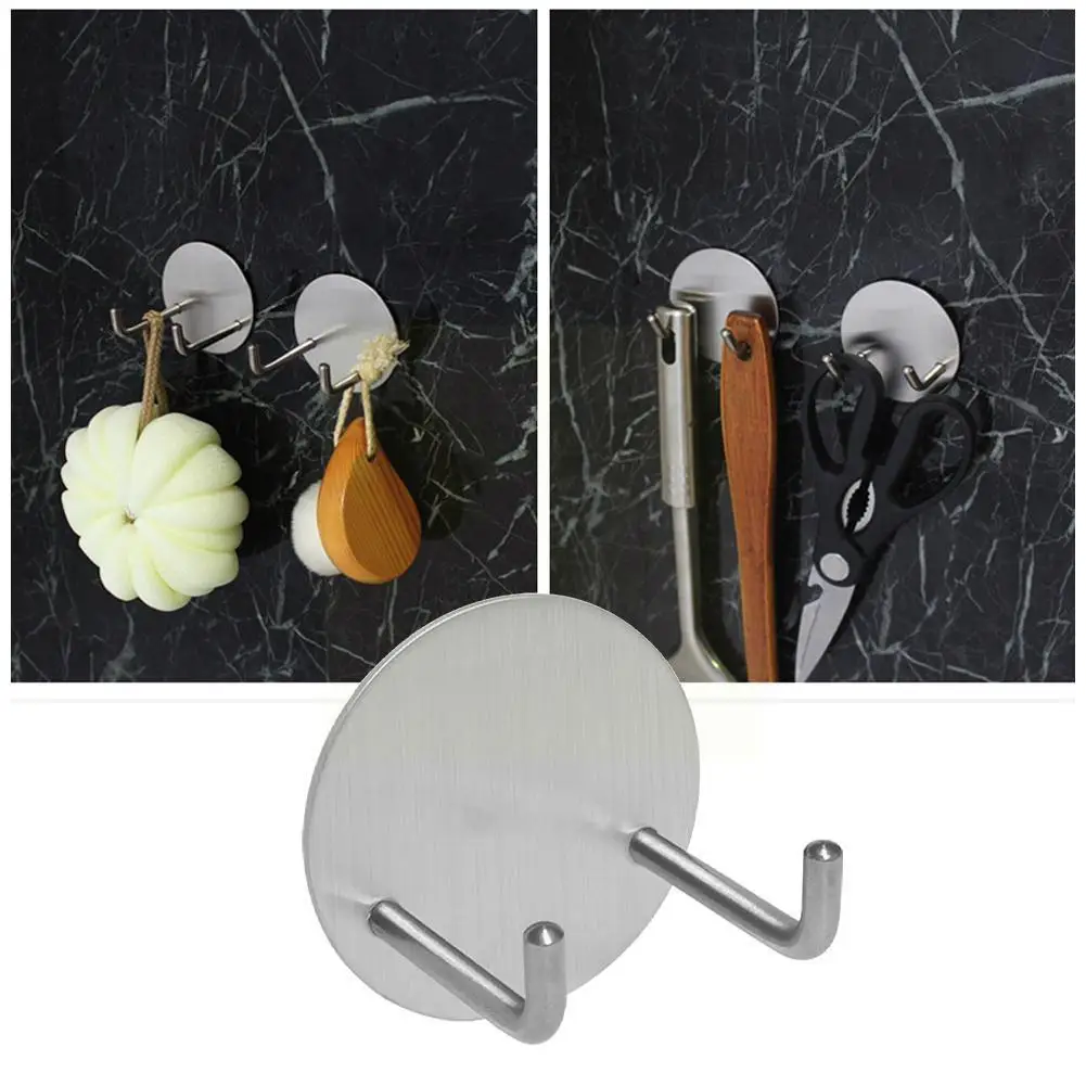 

Adhesive Wall Hooks Steel Kitchen Organizer Multifunction Hooks Strong Rack Storage Bathroom Clothers Key Holder T0E3