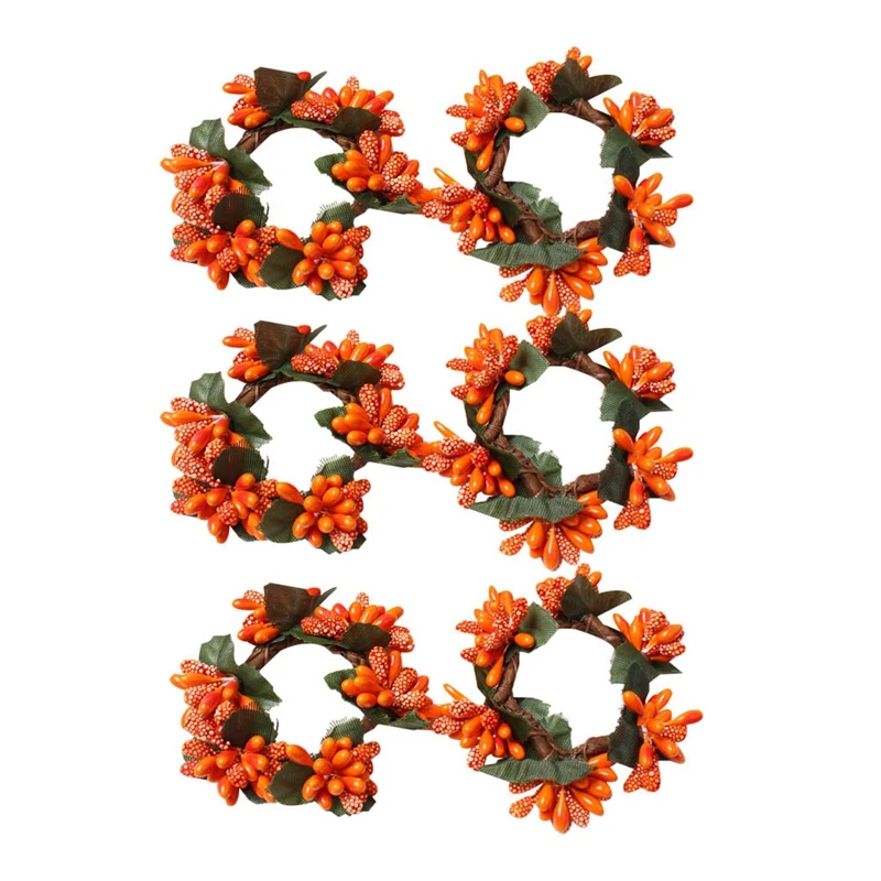 

6 Pcs Fall Napkin Rings Flower Napkin Holders Christmas Paty Buckle Rings Theme Dinner Table Rings For Holiday