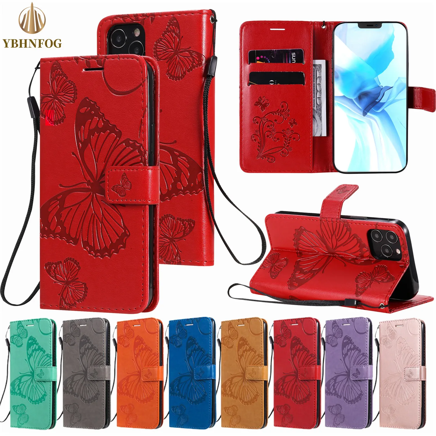 

Кожаный чехол-кошелек с 3D изображением бабочки для iPhone 14, 13, 11 Pro Max, 12 Mini, XR, X, XS, 7, 8 Plus, 6S Plus, Φ SE, 2020, чехол-книжка с отделением для карт