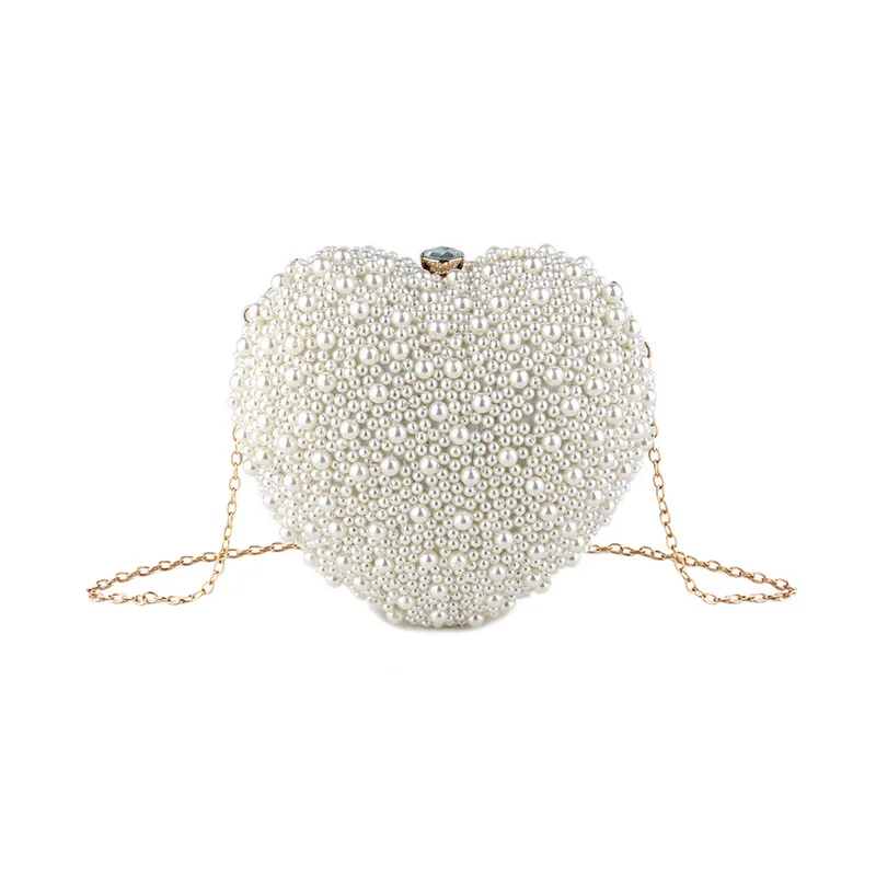 

Beading Women Evening Bags Party Dinner Dress Day Clutches Heart Female Small Shoulder Handbags Pearl Messenger