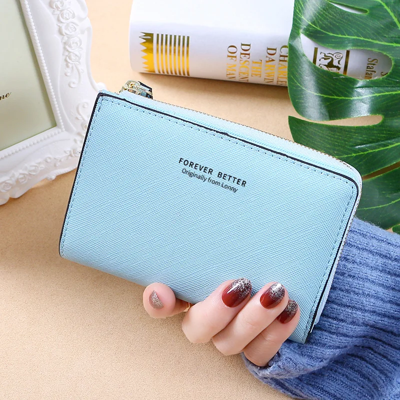 Aliood Women Wallet Pu Leather Fashion Girls Wallet Short Zipper Cute Small Coin Purse for Women Money Clip Card Holder Carteras