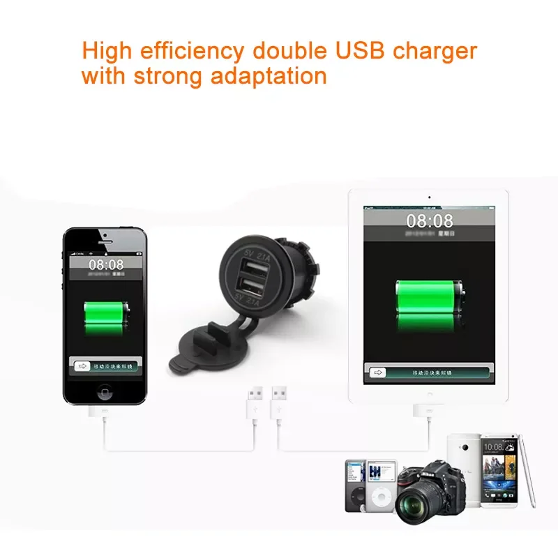 

Lighter Socket in car Splitter 12V-24V 2 Port USB Car Charger 5V 4.2A output with led light Power Adapter LED Display