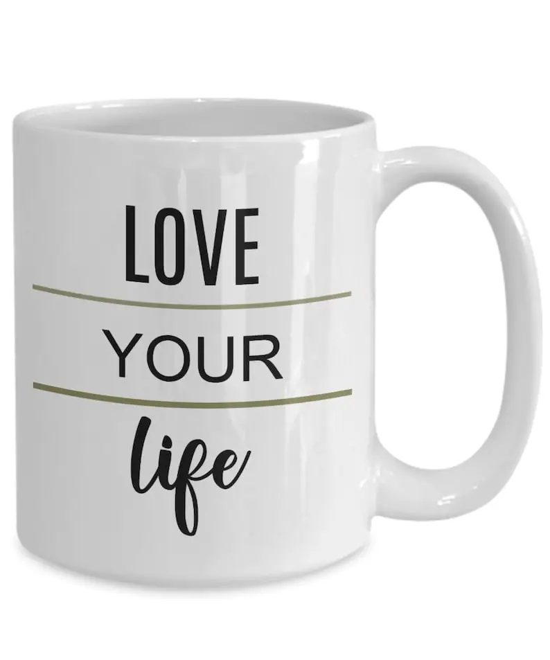 

Christian Gift, Don'T Give Up Gift, White Coffee Mug, Latte Mug, Have Faith,Yoga Gift, Love Your Self, Love Your Life, Self Love