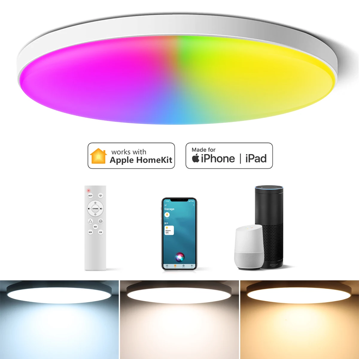 Умная потолочная Светодиодная лампа Homekit люстра с Wi-Fi и регулировкой яркости 24 Вт