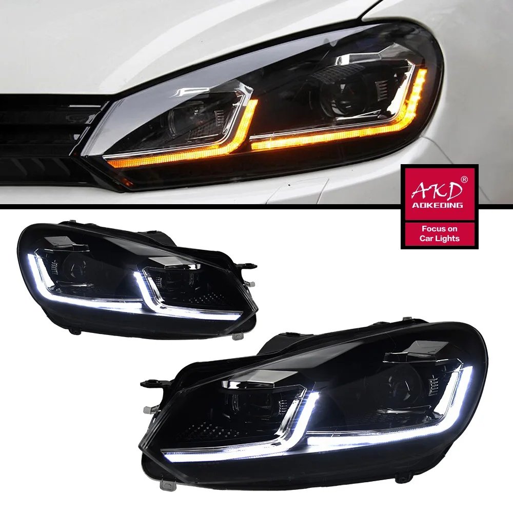 2 PCS Car Lights Parts For Golf 6 Golf6 MK6 jetta 2010 variant Head lamps LED or Xenon Headlight LED Dual Projector FACELIFT