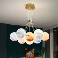 Nordic living room restaurant chandelier creative designer 3D planet Moon children bedroom magic bean bubble lamp LED ligths