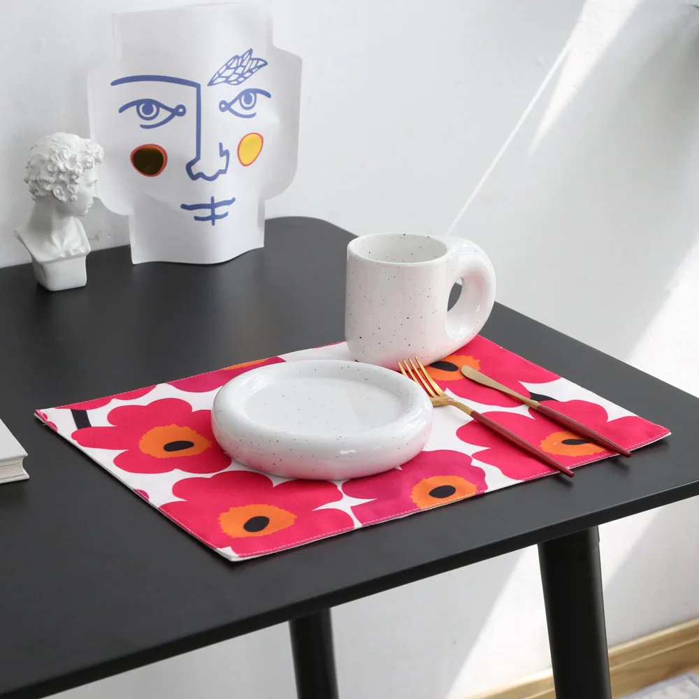 

Waterproof Plate Mat Poppy Flower Reusable Insulation Pad Double-layer Thickening Thickened Tableware Mat Waterproof Disc Pad