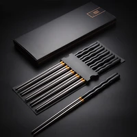 5 pairs stainless steel square chopsticks chinese stylish healthy light weight chinese chopsticks metal non slip design kitchen