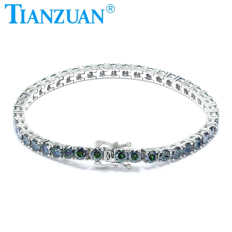 

Fashion Tennis Bracelet 3mm 4mm 5mm Multicolour Moissanite 925 silver 1 Row Moissanite Bracelet Jewelry For Women Men